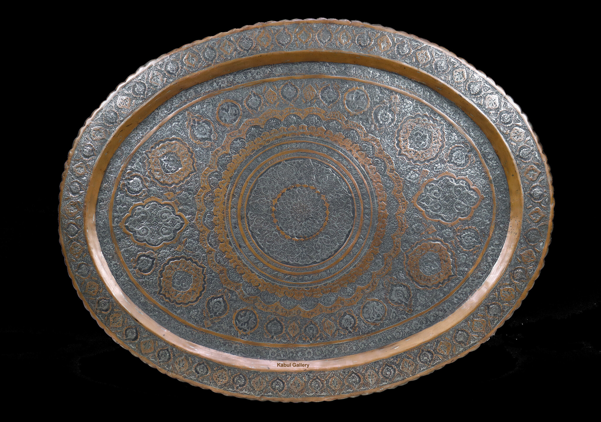 110x84 cm  Antique ottoman orient Islamic  Hammer Engraved copper table Tea table side table Tray Qalam Zani