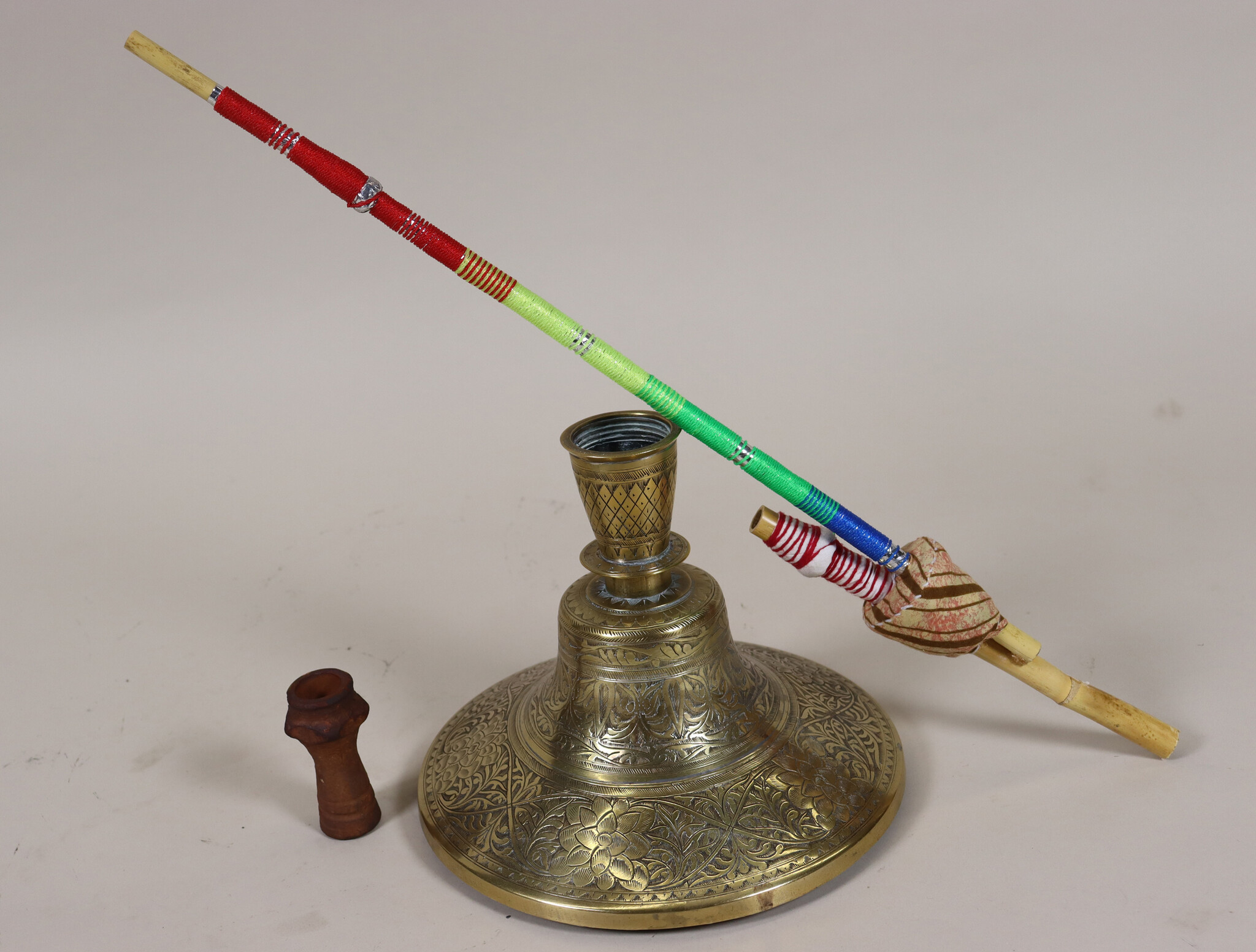 Antique Engraved Brass Hookah Shisha hubble-bubble from india pakistan No:23/L