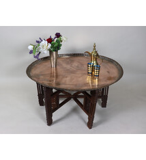 93 cm Ø  Antique ottoman orient Islamic  Hammer Engraved Copper table Tea table side table Tray from Afghanistan  No- HH22A