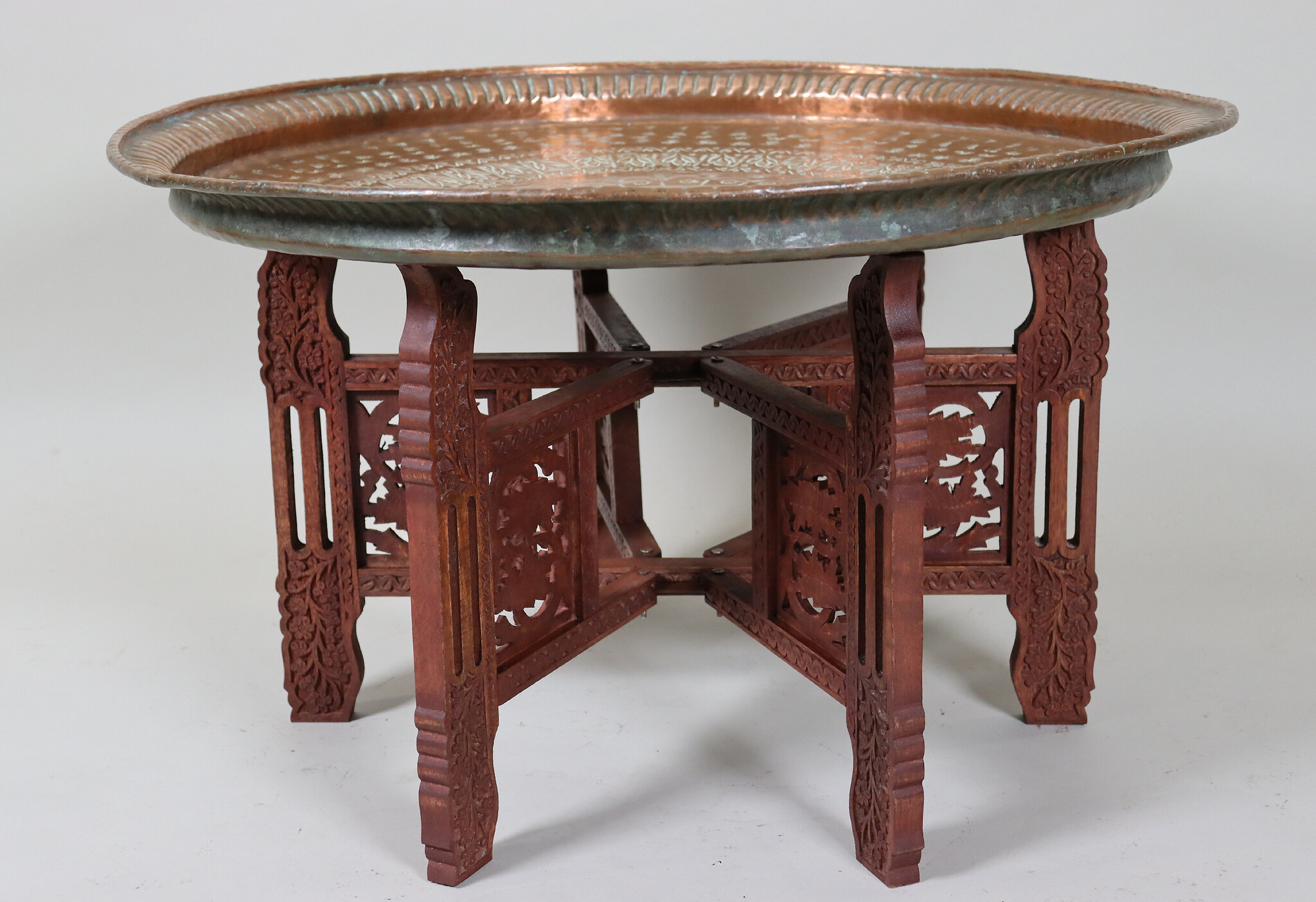 75 cm Ø  osmanisch ägyptisch marokkanisch orient Kupfer tablett Teetisch beisteltisch Afghanistan   Nr:HH - HH22B