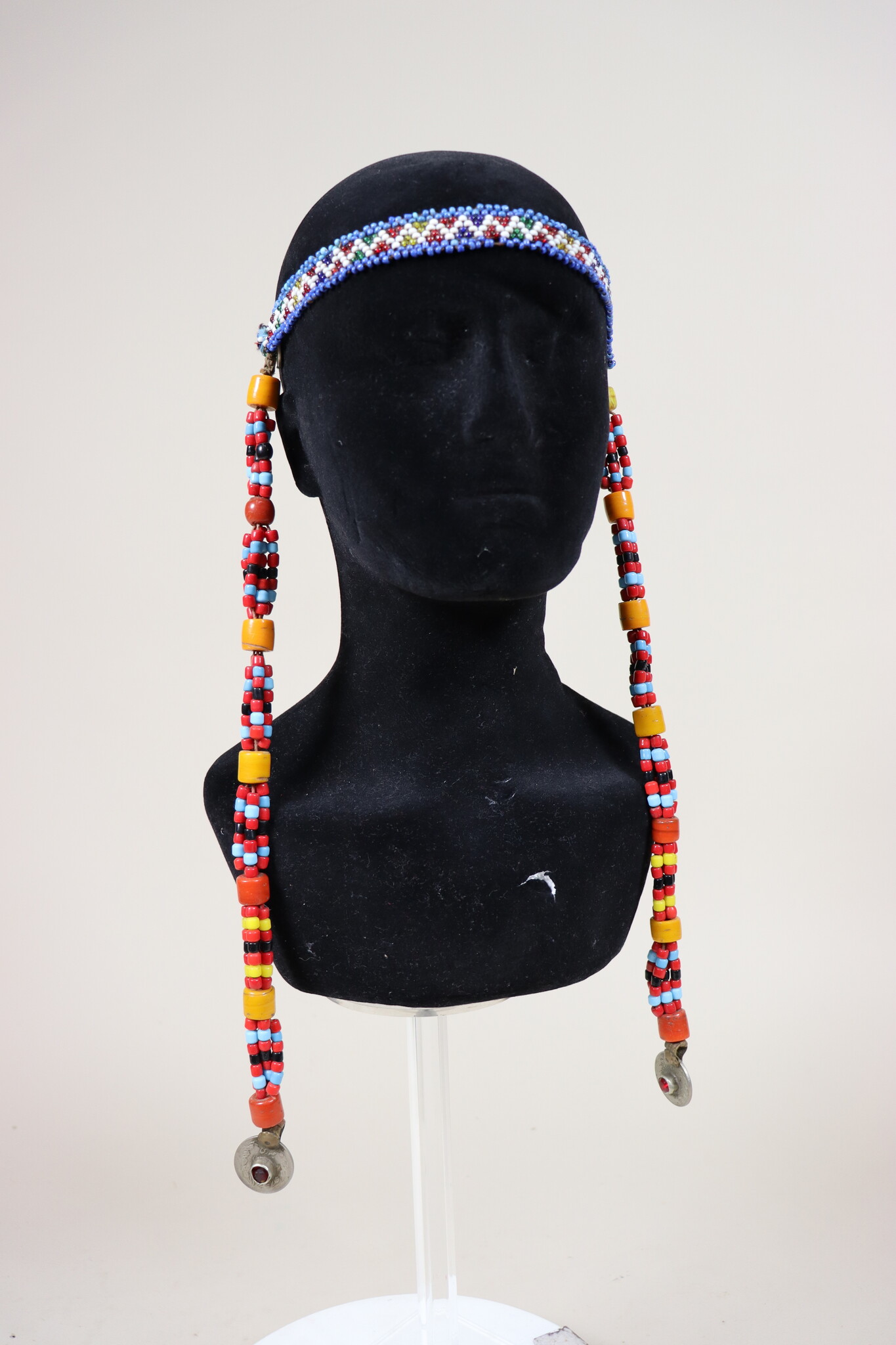 antique handmade vintage glass beads nomadic Afghan Tribal Dancing head jewelry headdress of nomadic woman Afghanistan Pakistan No:23/A