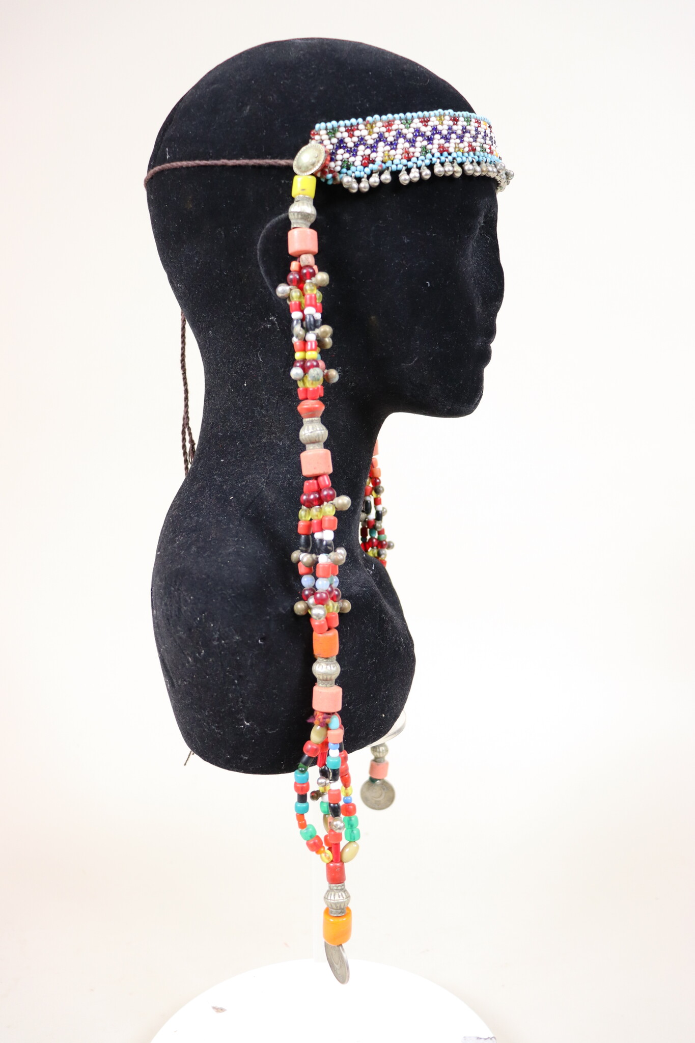 antique handmade vintage glass beads nomadic Afghan Tribal Dancing head jewelry headdress of nomadic woman Afghanistan Pakistan No:23B