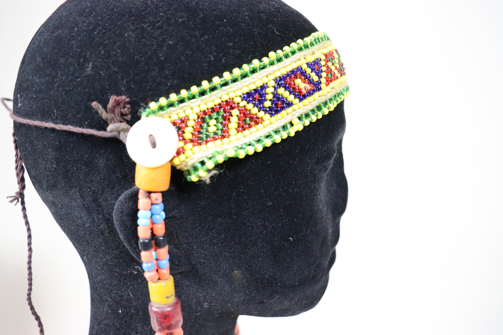 antique handmade vintage glass beads nomadic Afghan Tribal Dancing head jewelry headdress of nomadic woman Afghanistan Pakistan No:23C