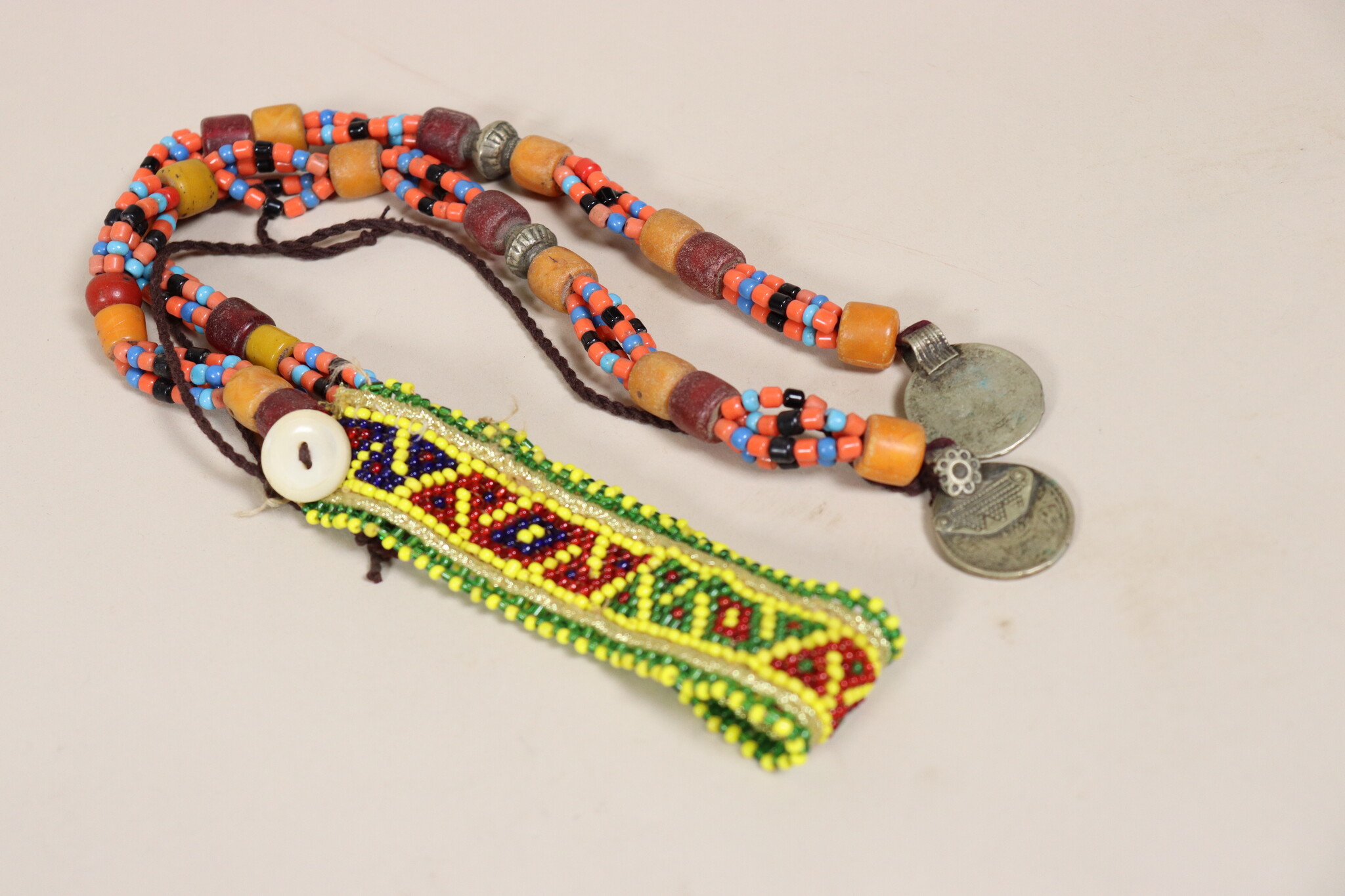 antique handmade vintage glass beads nomadic Afghan Tribal Dancing head jewelry headdress of nomadic woman Afghanistan Pakistan No:23C