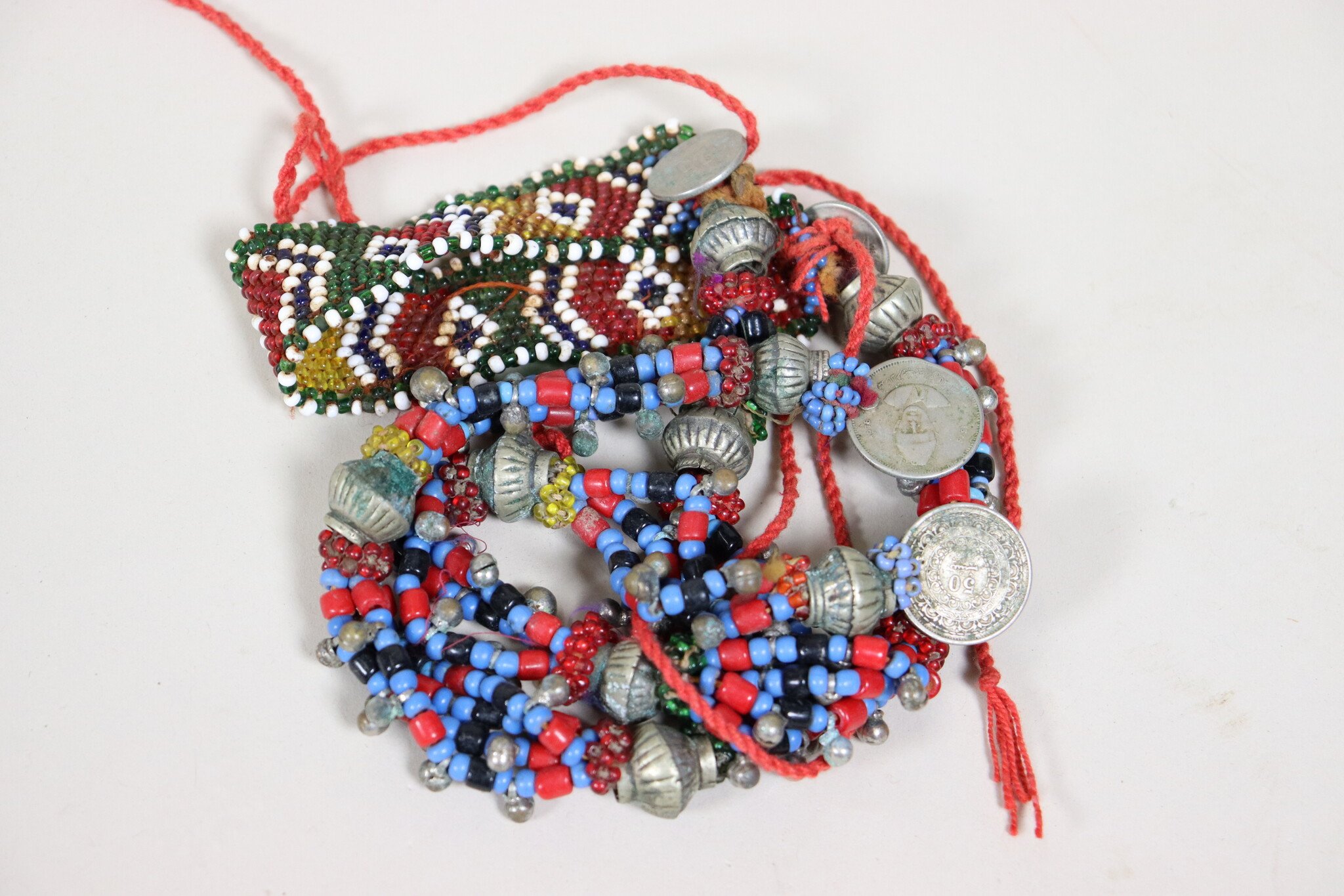 antique handmade vintage glass beads nomadic Afghan Tribal Dancing head jewelry headdress of nomadic woman Afghanistan Pakistan No:23 D