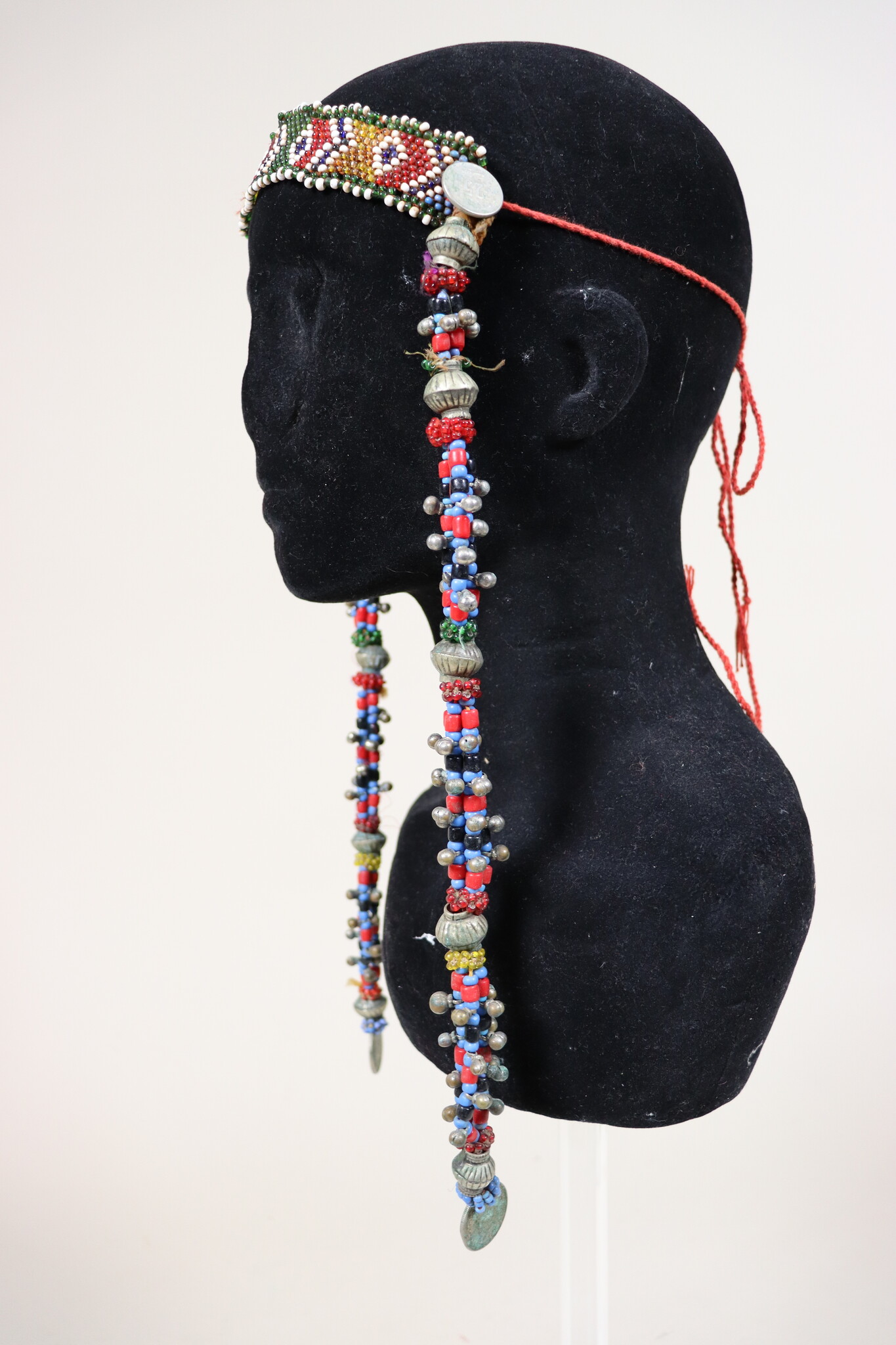 antique handmade vintage glass beads nomadic Afghan Tribal Dancing head jewelry headdress of nomadic woman Afghanistan Pakistan No:23 D