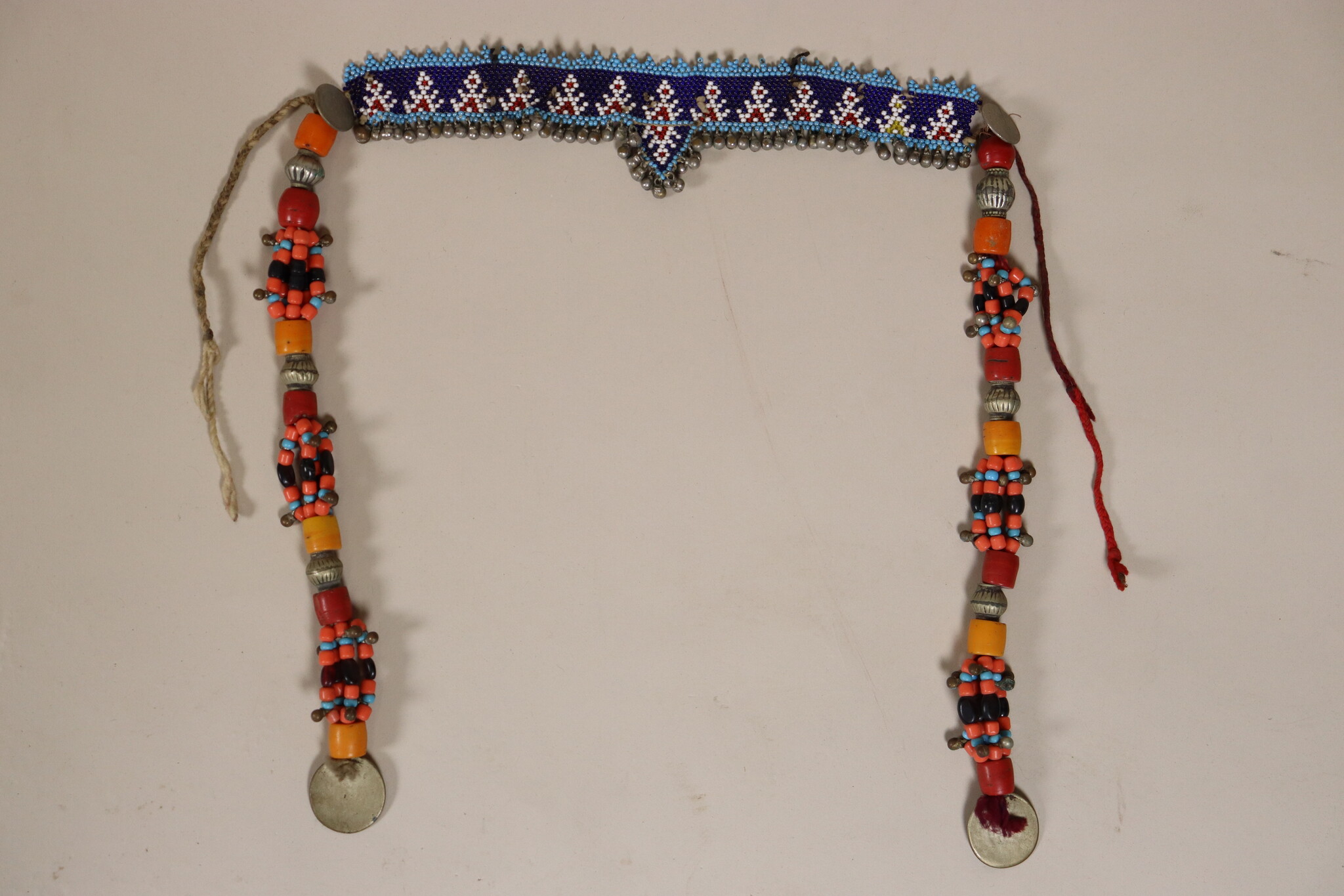 antique handmade vintage glass beads nomadic Afghan Tribal Dancing head jewelry headdress of nomadic woman Afghanistan Pakistan No:23E