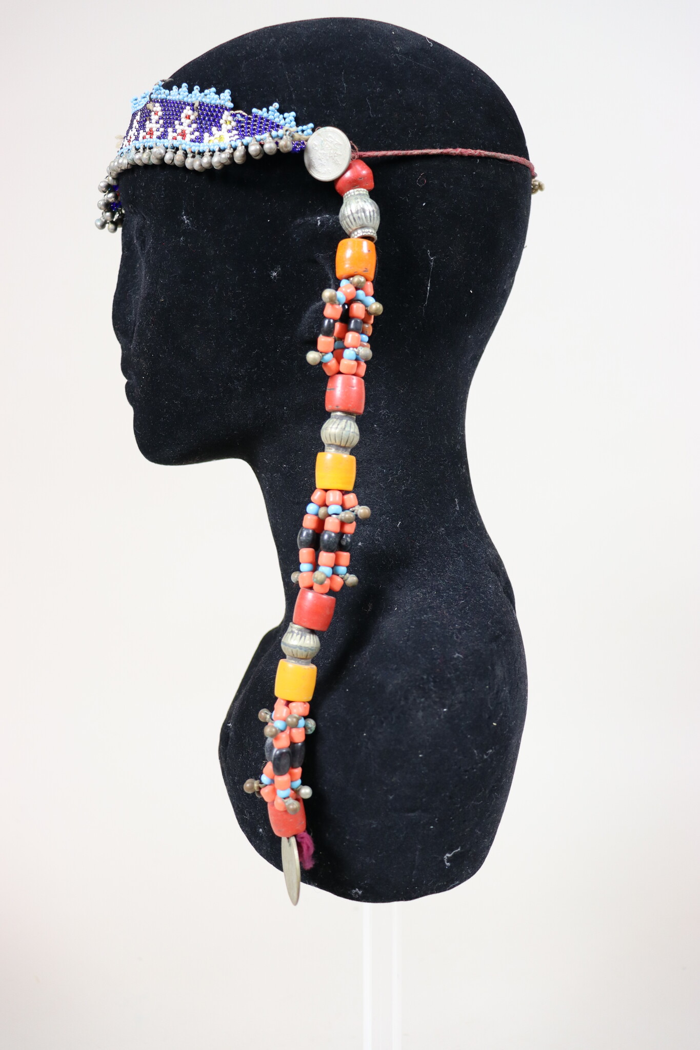 antique handmade vintage glass beads nomadic Afghan Tribal Dancing head jewelry headdress of nomadic woman Afghanistan Pakistan No:23E