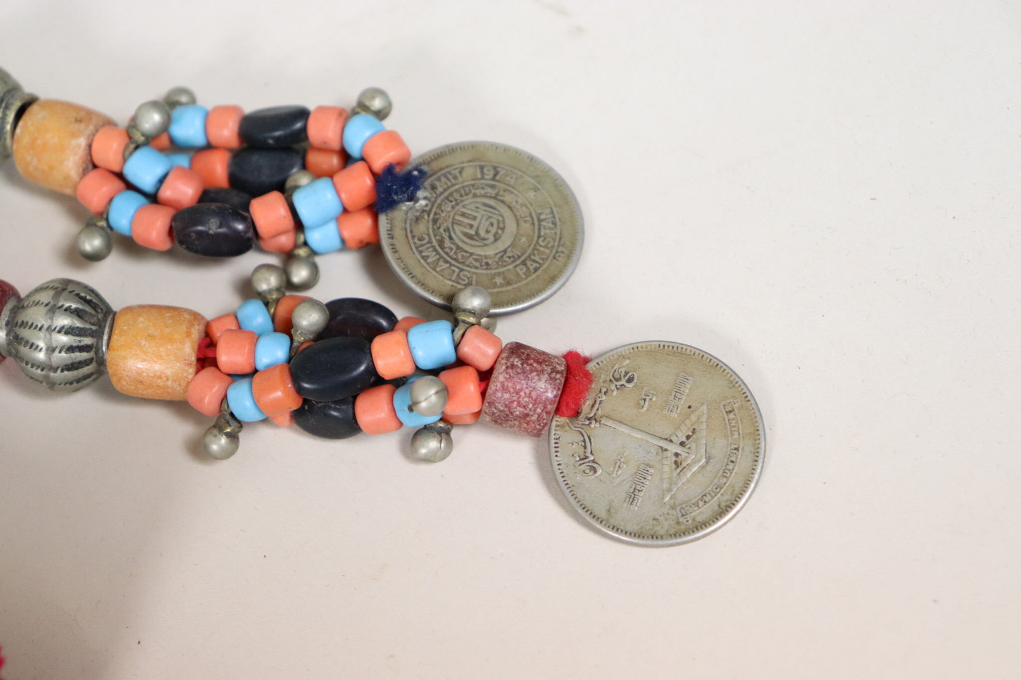 antik Afghan Nomaden orientalische tribal bellydance Kopfschmuck Glas perllen und münzen Afghanistan und Pakistan Nr:23 F