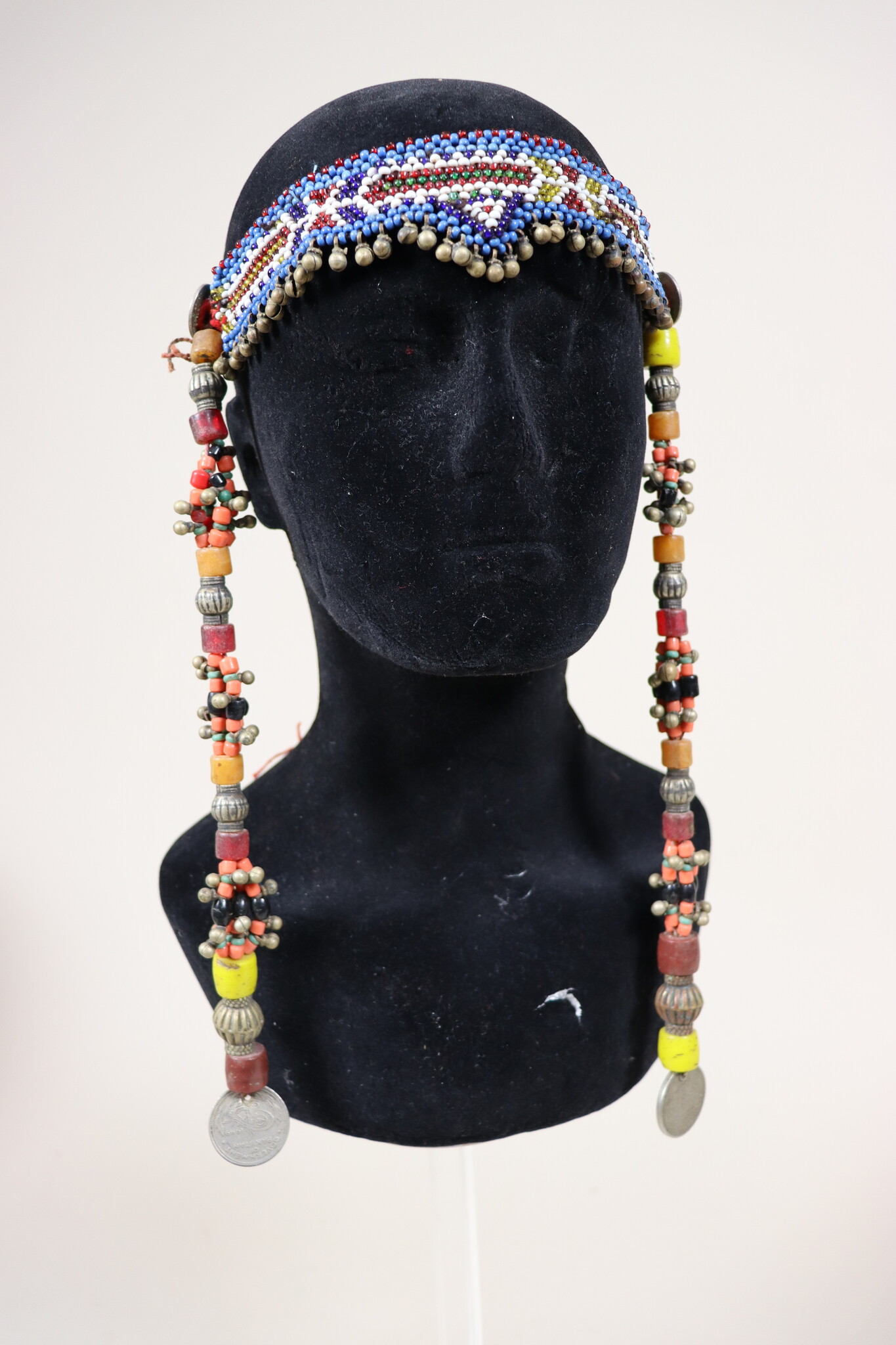 antique handmade vintage glass beads nomadic Afghan Tribal Dancing head jewelry headdress of nomadic woman Afghanistan Pakistan No:23G