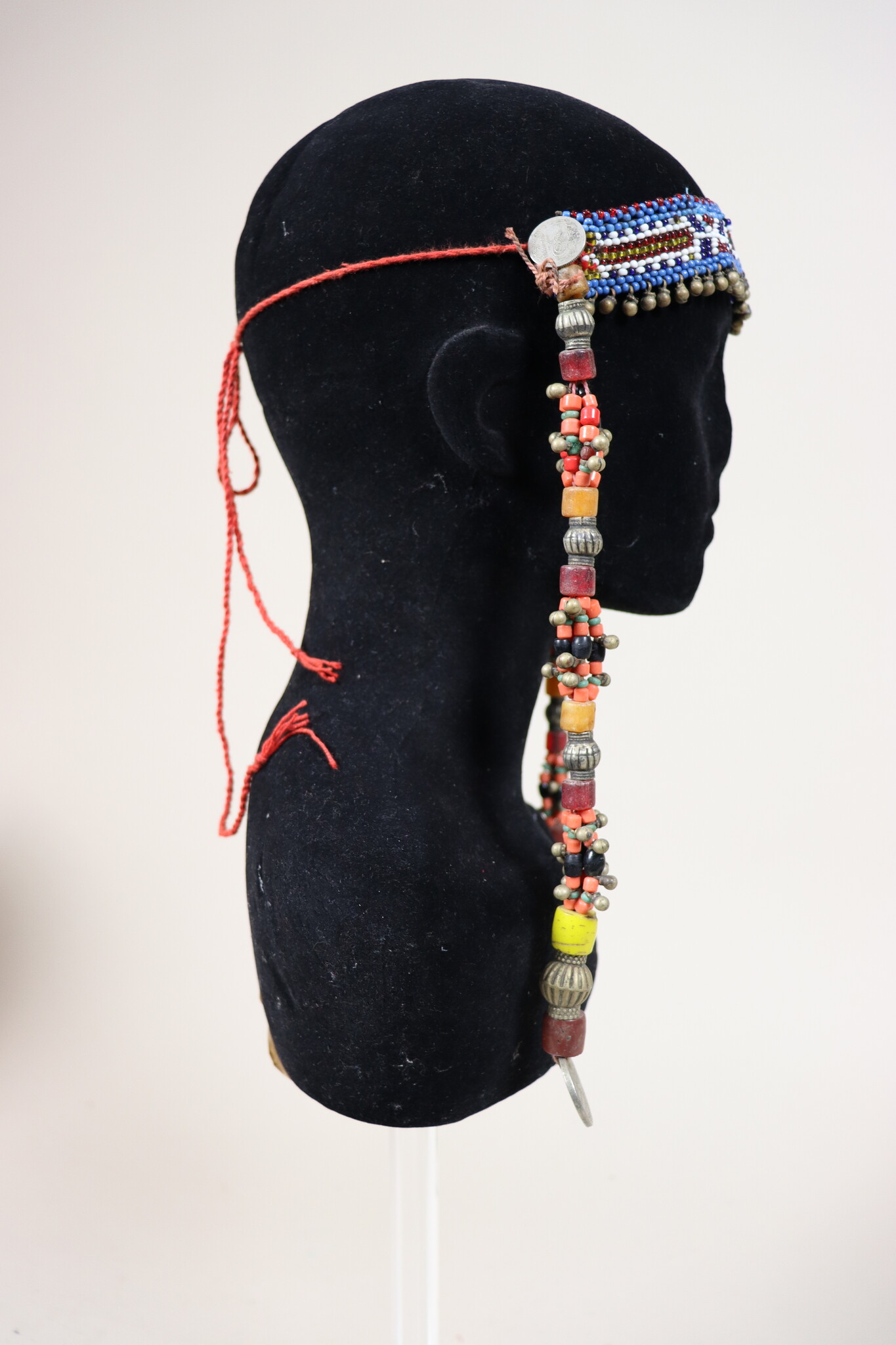 antique handmade vintage glass beads nomadic Afghan Tribal Dancing head jewelry headdress of nomadic woman Afghanistan Pakistan No:23G