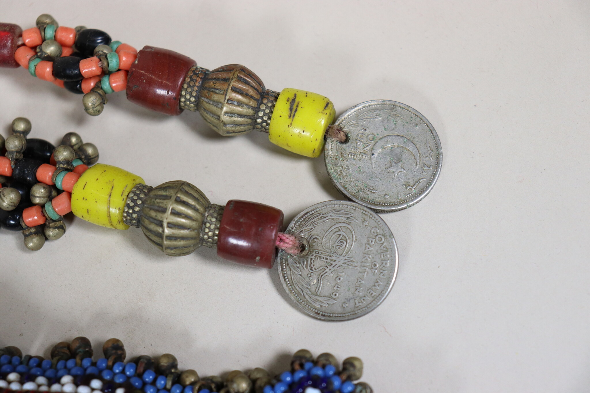 antique handmade vintage glass beads nomadic Afghan Tribal Dancing head jewelry headdress of nomadic woman Afghanistan Pakistan No:23G