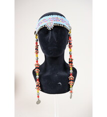 antik Afghan Nomaden orientalische tribal bellydance Kopfschmuck Glas perllen und münzen Afghanistan und Pakistan Nr:23H