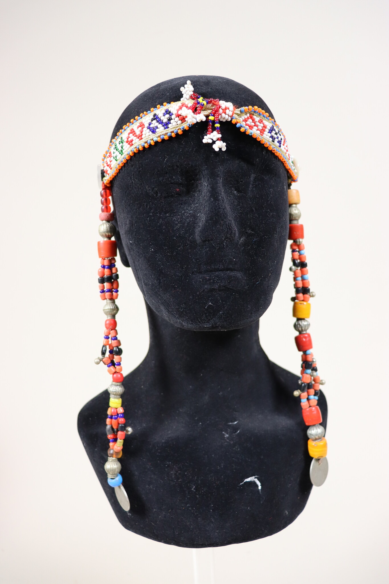 antique handmade vintage glass beads nomadic Afghan Tribal Dancing head jewelry headdress of nomadic woman Afghanistan Pakistan No:23 J