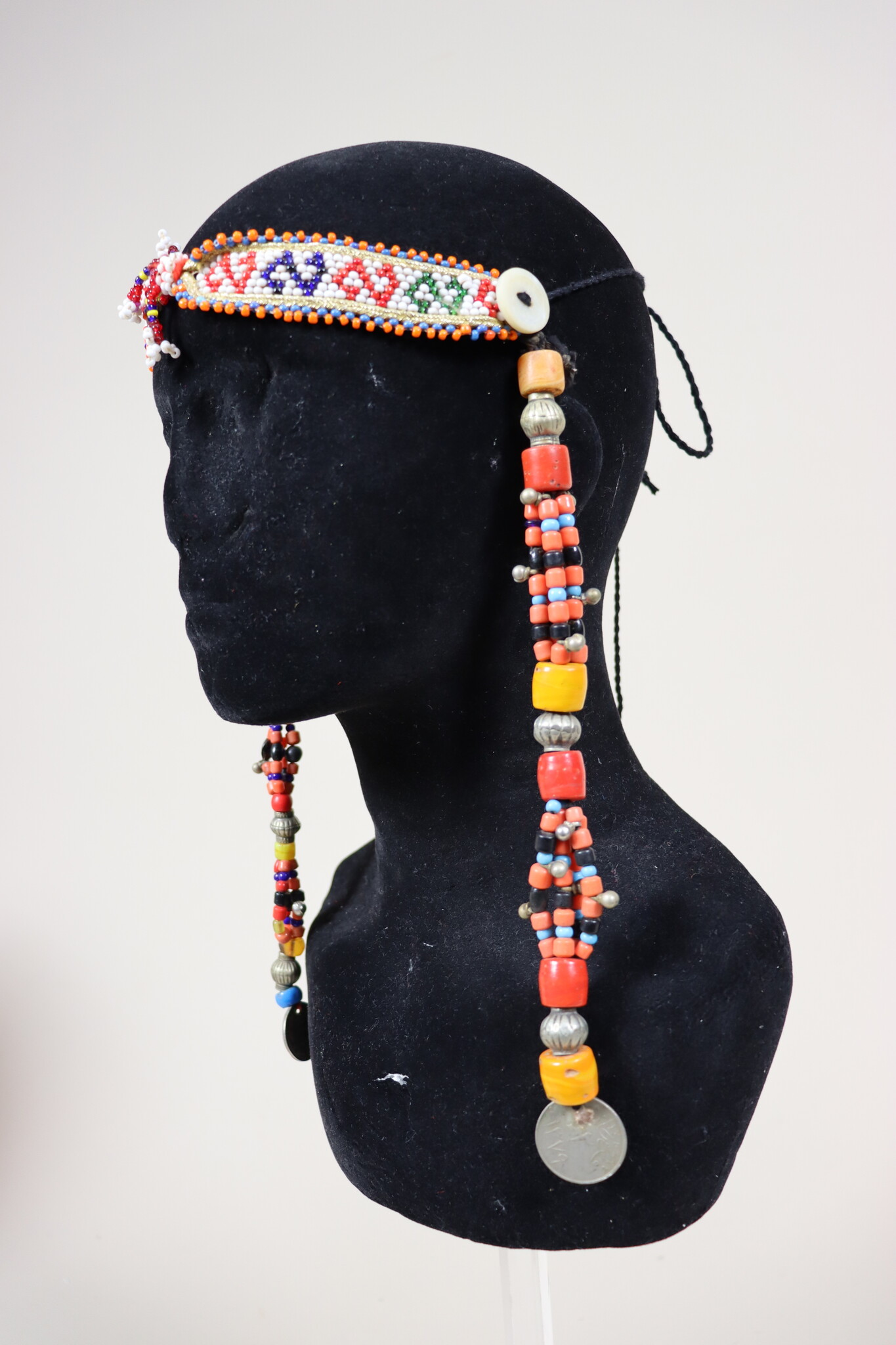 antique handmade vintage glass beads nomadic Afghan Tribal Dancing head jewelry headdress of nomadic woman Afghanistan Pakistan No:23 J