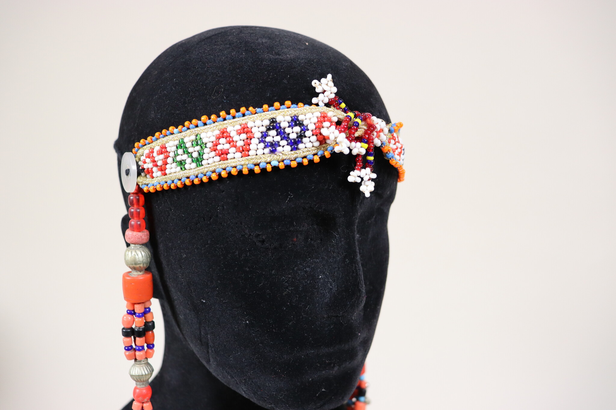 antique handmade vintage glass beads nomadic Afghan Tribal Dancing head jewelry headdress of nomadic woman Afghanistan Pakistan No:23 J