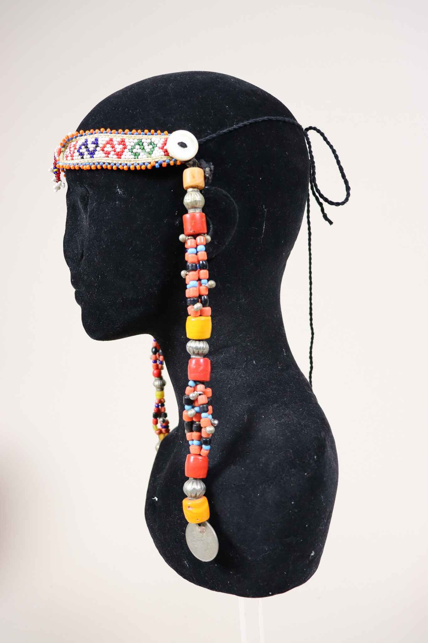 antique handmade vintage glass beads nomadic Afghan Tribal Dancing head jewelry headdress of nomadic woman Afghanistan Pakistan No:23 J