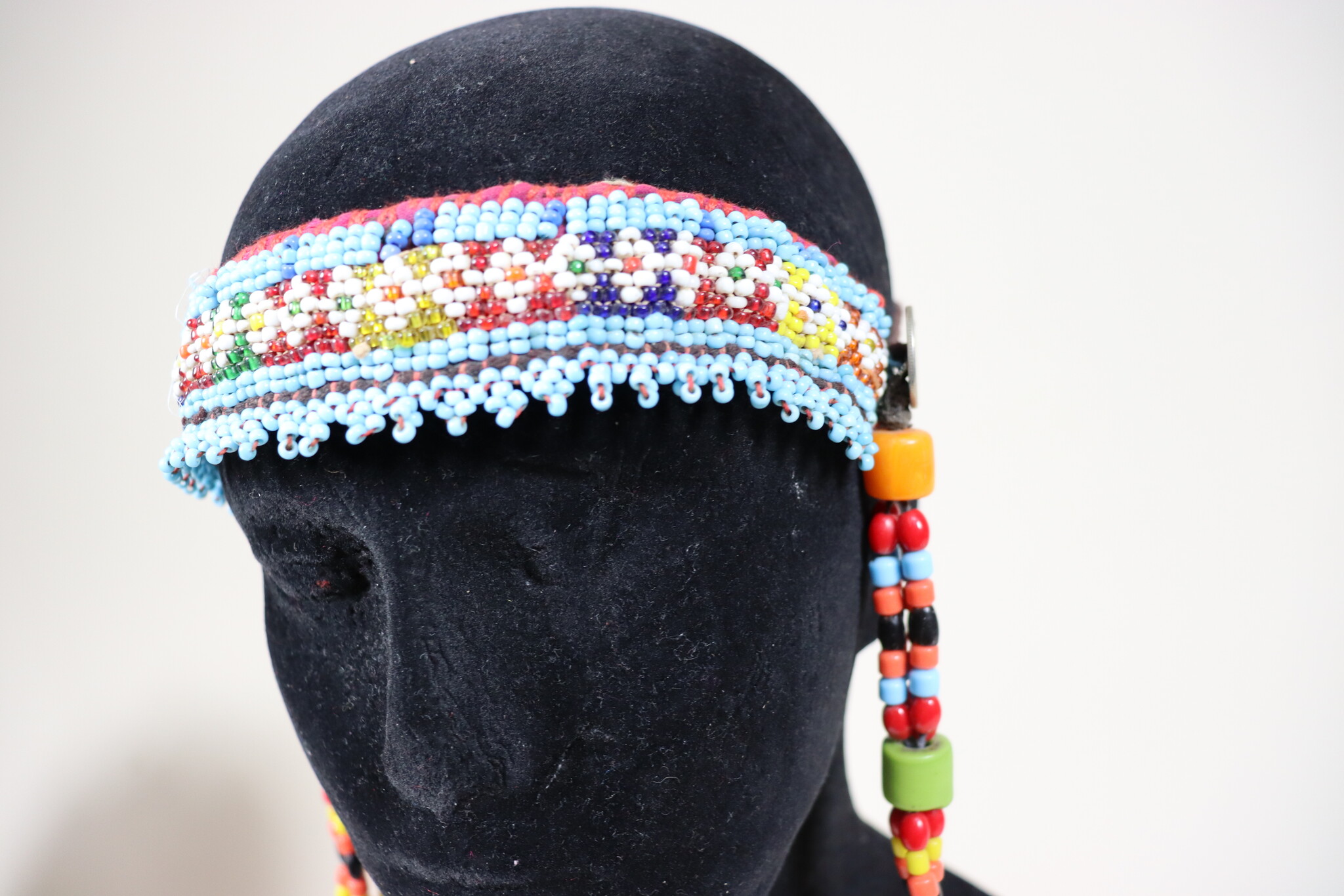 antique handmade vintage glass beads nomadic Afghan Tribal Dancing head jewelry headdress of nomadic woman Afghanistan Pakistan No:23K