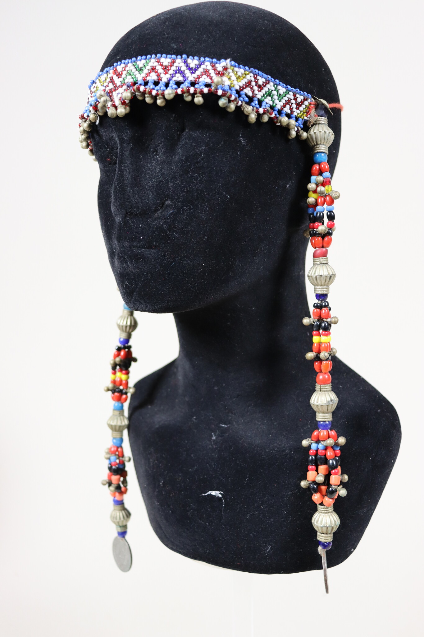 antique handmade vintage glass beads nomadic Afghan Tribal Dancing head jewelry headdress of nomadic woman Afghanistan Pakistan No:23L