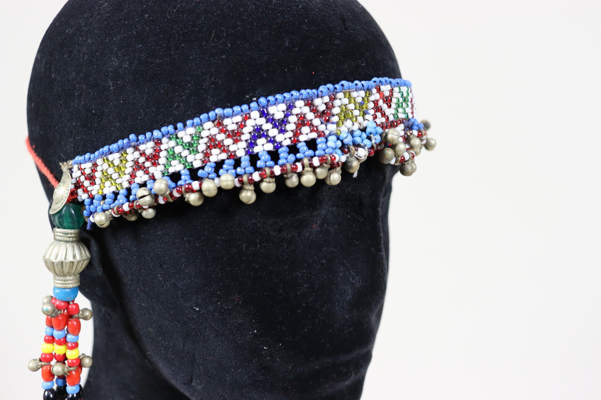 antique handmade vintage glass beads nomadic Afghan Tribal Dancing head jewelry headdress of nomadic woman Afghanistan Pakistan No:23L