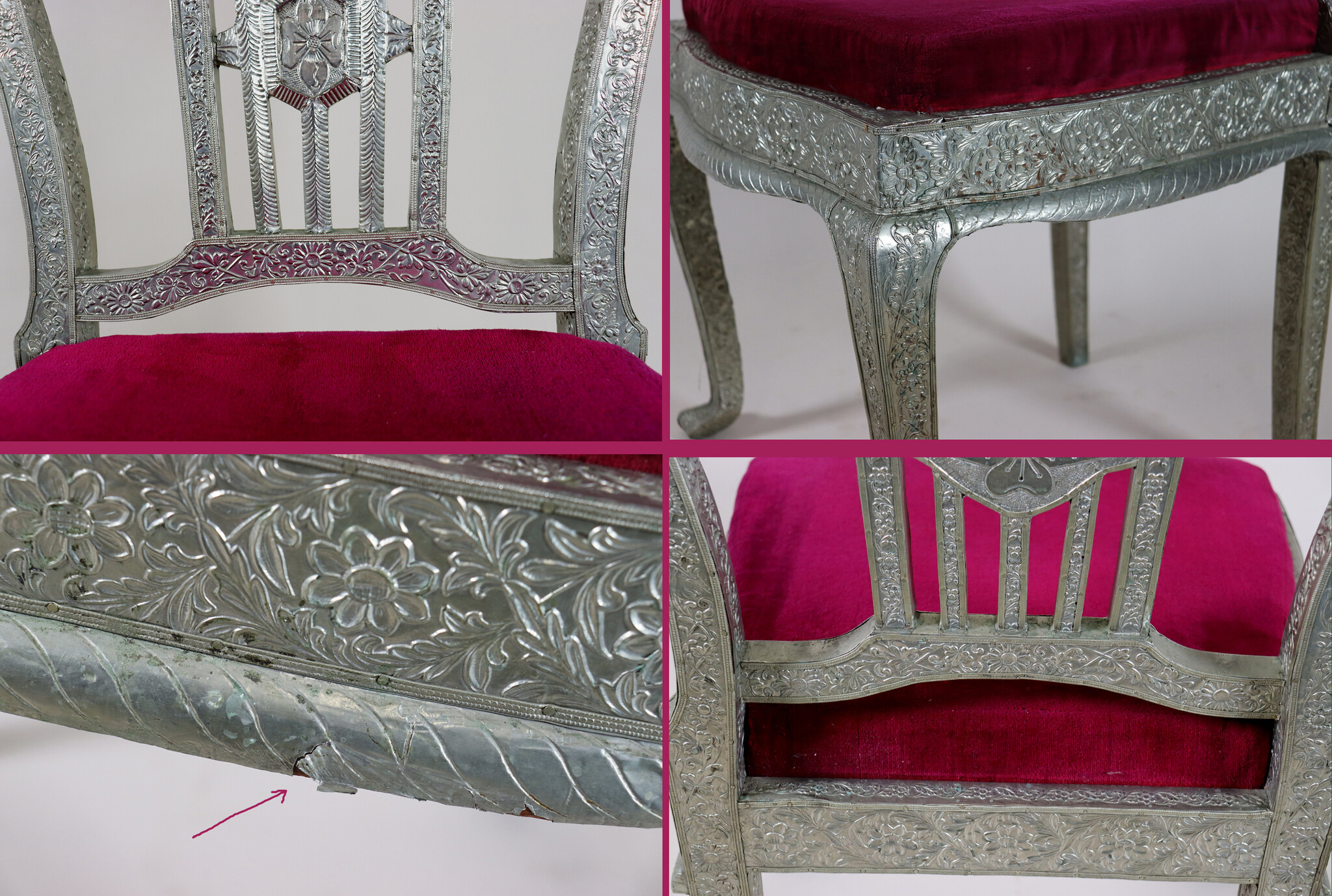 Anglo-Indian silvered side chair 23/B