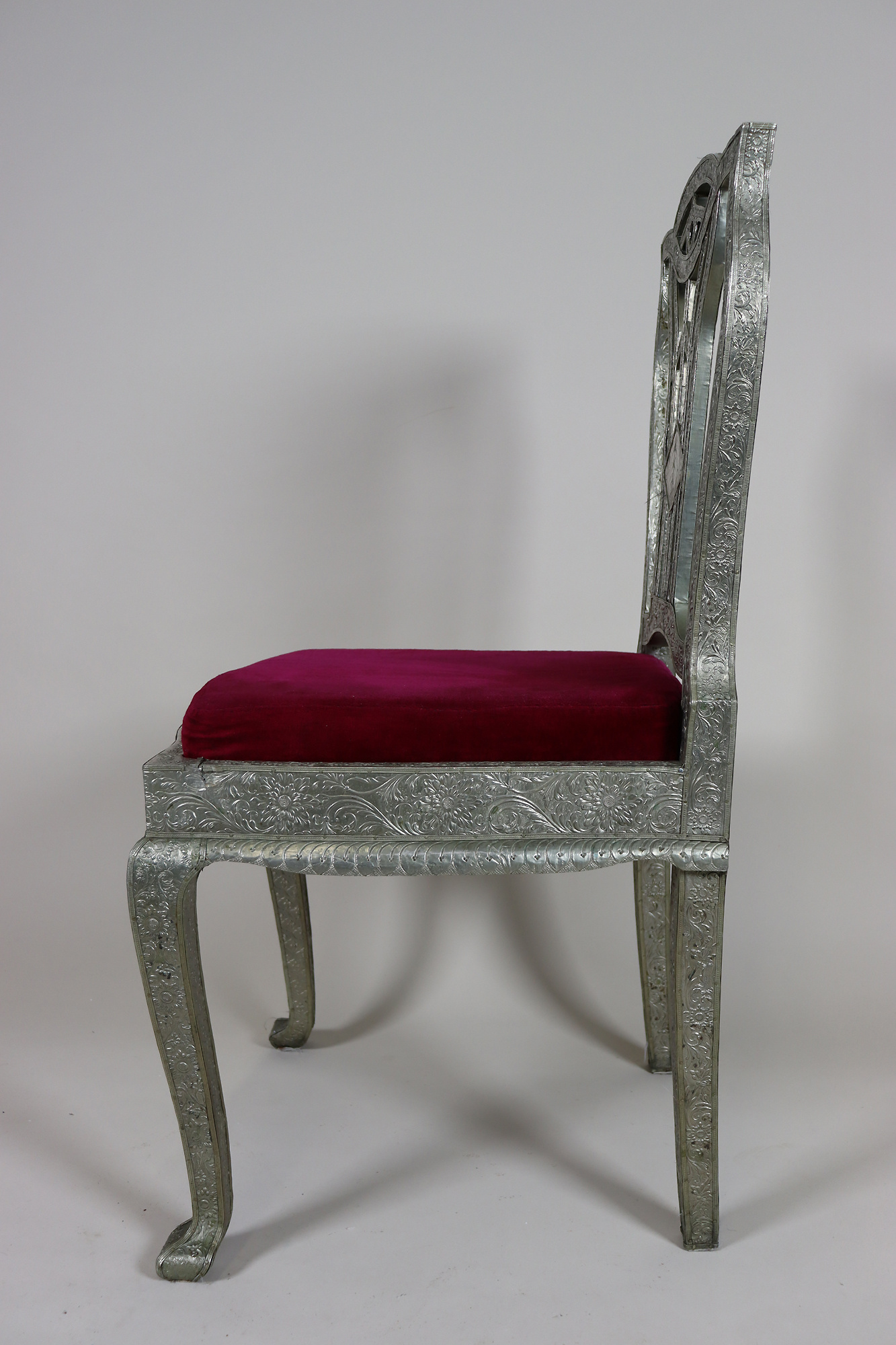 Anglo-Indian silvered side chair 23/A