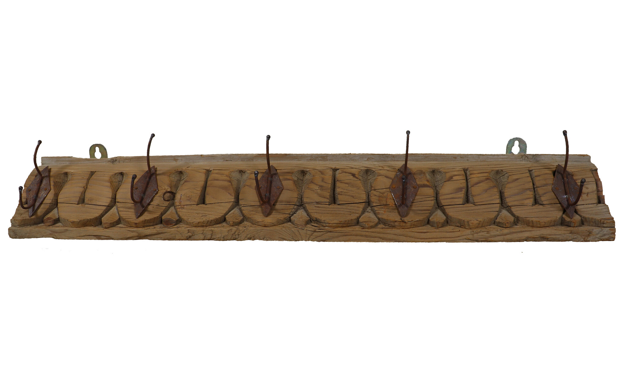 90 cm antique  Coat and hat Rack with 5 wrought iron hooks  Nuristan Afghanistan  No:4