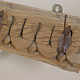 90 cm antique  Coat and hat Rack with 5 wrought iron hooks  Nuristan Afghanistan  No:4