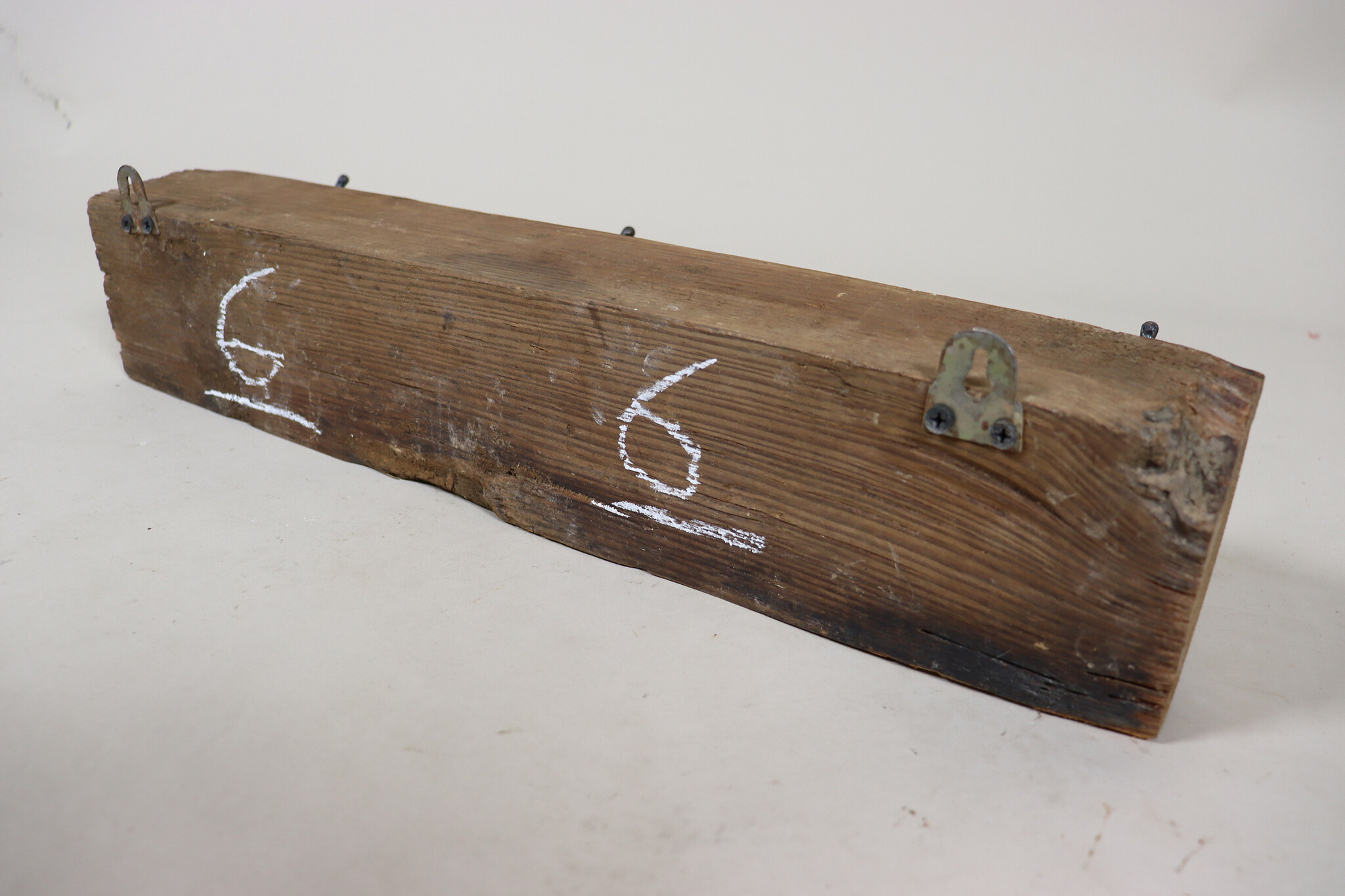 50 cm antique  Coat and hat Rack with 3 wrought iron hooks  Nuristan Afghanistan  No:6