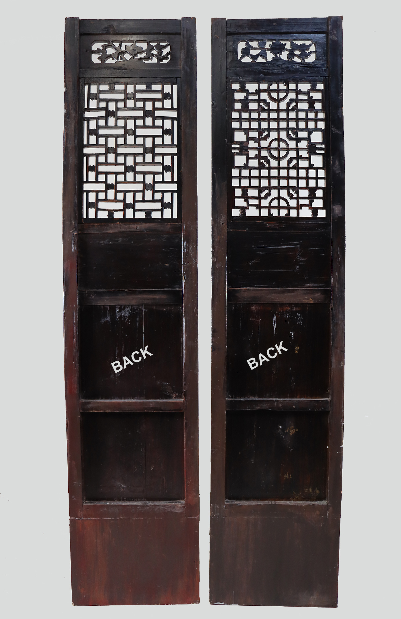 a couple 225x50 cm Antique orient solid wood handmade and hand carved  sliding door room door Barndoors door panel from Japan