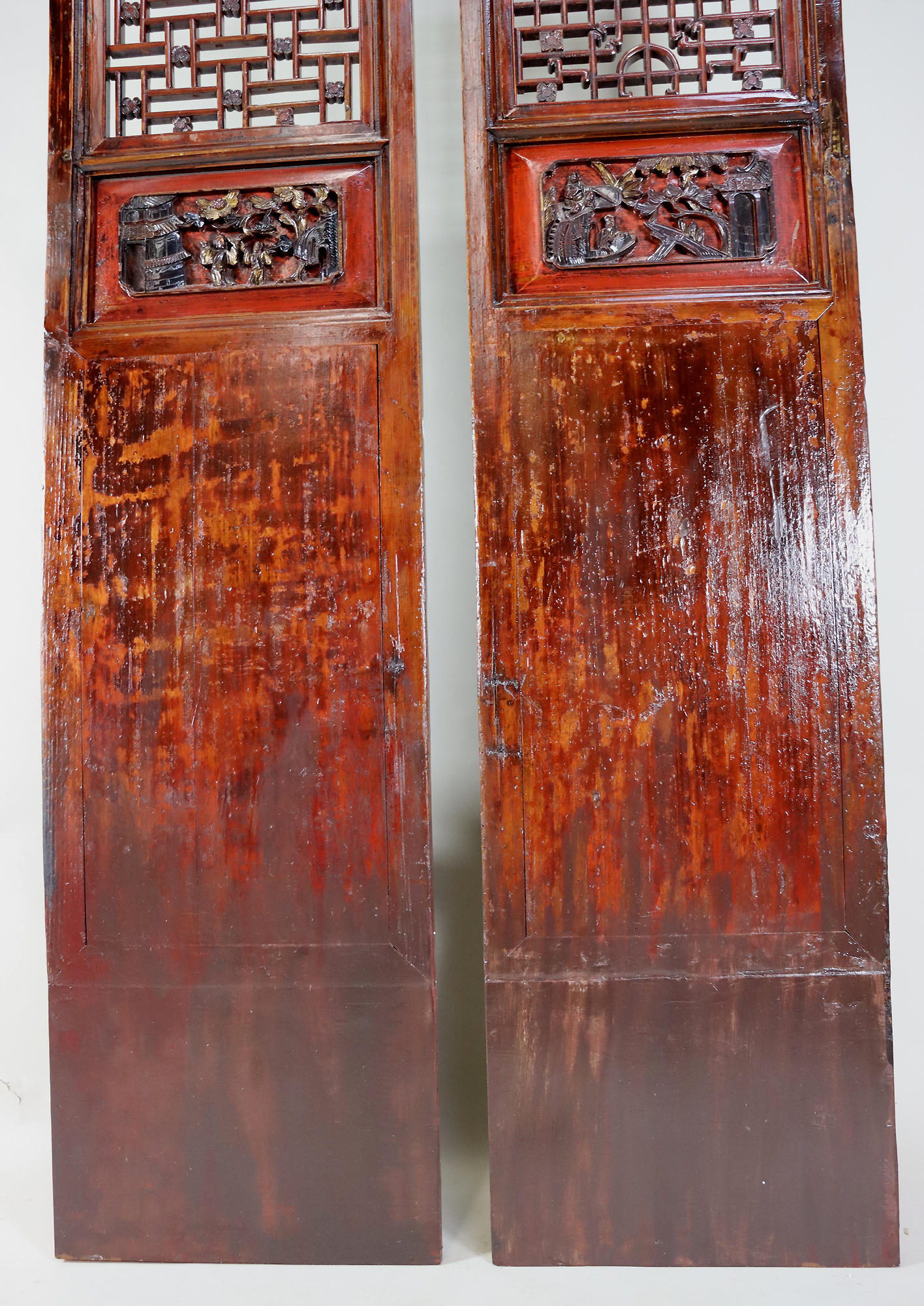 a couple 225x50 cm Antique orient solid wood handmade and hand carved  sliding door room door Barndoors door panel from Japan