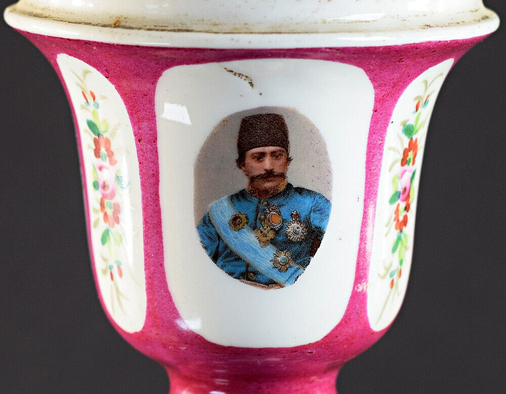 Antique painted porcelain huqqa for Persian market