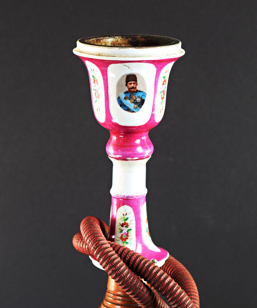 Antike orientalische Porzellan Wasserpfeife (Huqqa) Persien um 1900