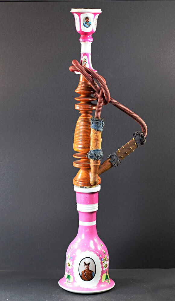 Antike orientalische Porzellan Wasserpfeife (Huqqa) Persien um 1900