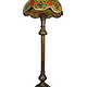 Antique Islamic oriental brass floor lamp standard lamp from the 19th c. Egyptian Middle Eastern Hand Painted Camel Skin leather lampshade