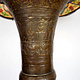 Antique Islamic oriental brass floor lamp standard lamp from the 19th c. Egyptian Middle Eastern Hand Painted Camel Skin leather lampshade