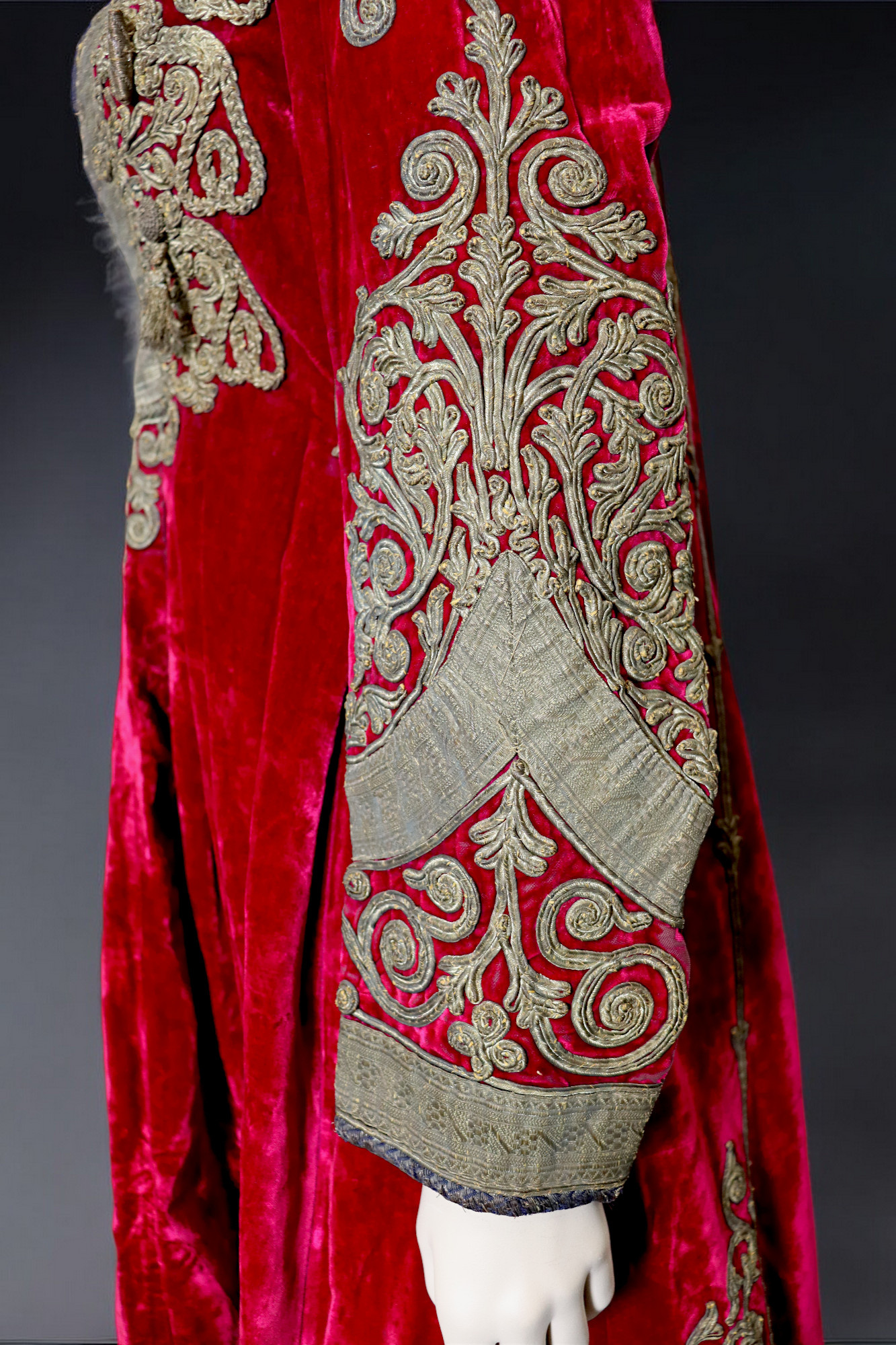 Velvet and Gold Embroidered Dress from Hazara red