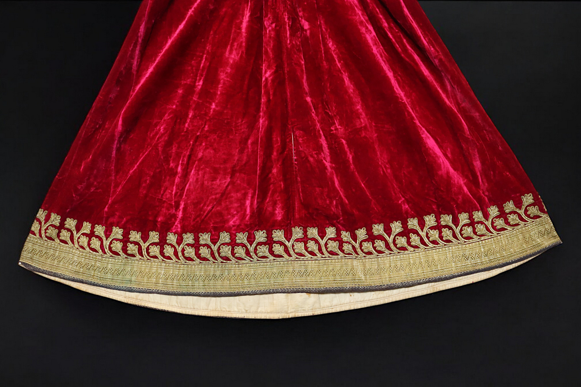 Velvet and Gold Embroidered Dress from Hazara red