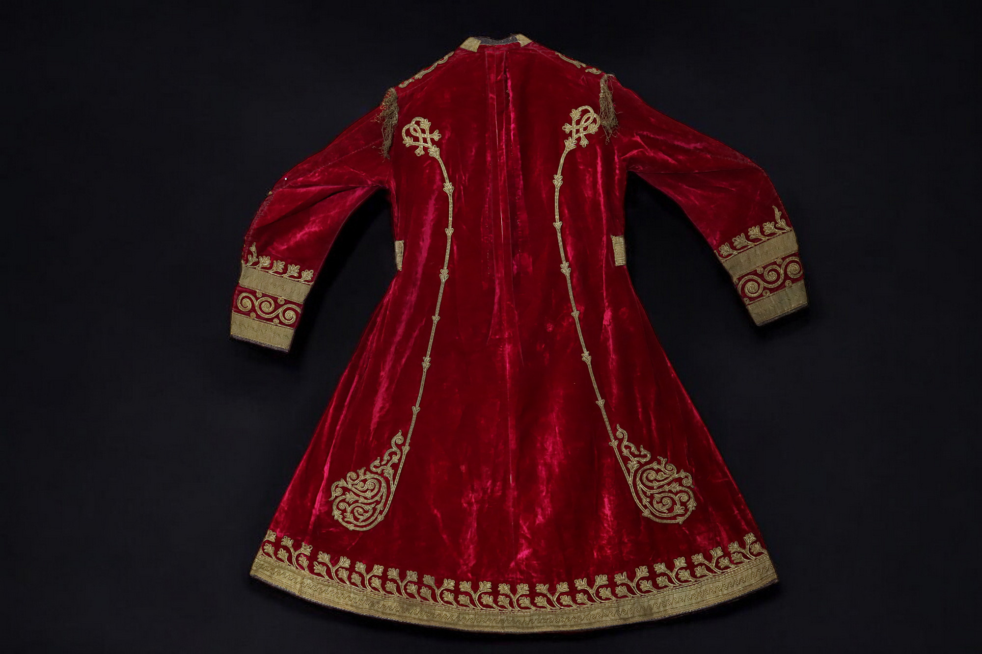Velvet and Gold Embroidered Dress from Hazara red