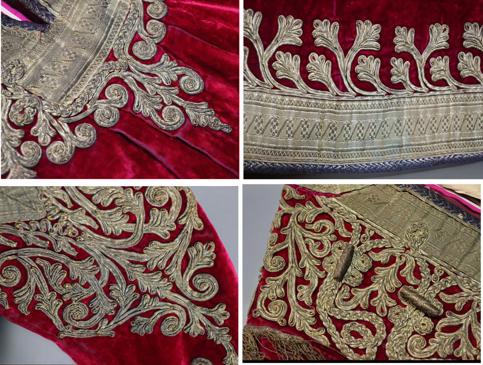 Samt- und goldbesticktes Kleid von Hazara red