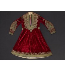Velvet and Gold Embroidered Dress from Hazara red