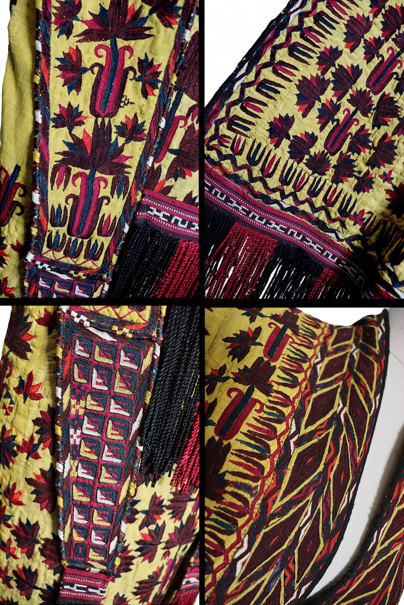 antik Orient Turkmenische Nomaden Chirpy Mantel khalat afghan uzbek kleid afghanistan hand bestickt kostüm Chapan Turkmen Tekke Chyrpy Gelb/A