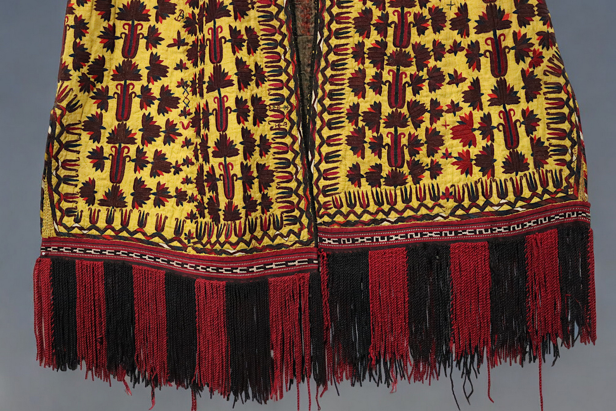 antik Orient Turkmenische Nomaden Chirpy Mantel khalat afghan uzbek kleid afghanistan hand bestickt kostüm Chapan Turkmen Tekke Chyrpy Gelb/A