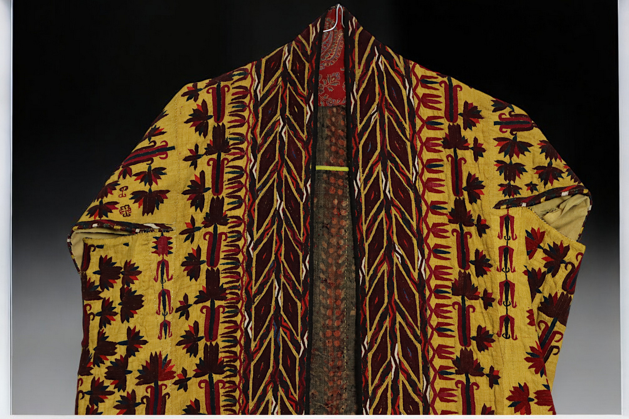 antik Orient Turkmenische Nomaden Chirpy Mantel khalat afghan uzbek kleid afghanistan hand bestickt kostüm Chapan Turkmen Tekke Chyrpy Gelb/A