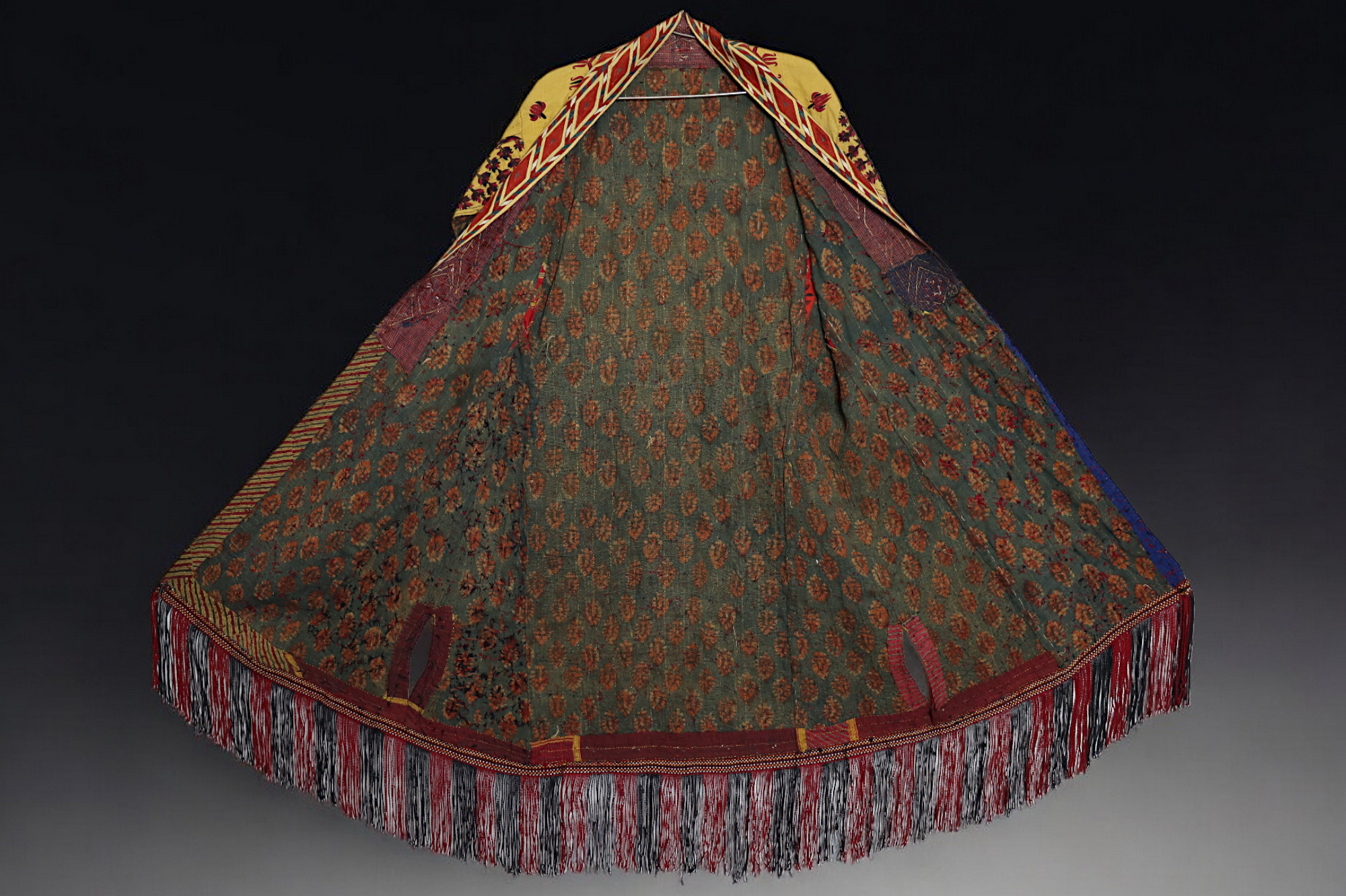 antique embroidered Woman’s Tekke Turkmen Mantle chyrpy robe Coat 19th Century yellow (B)