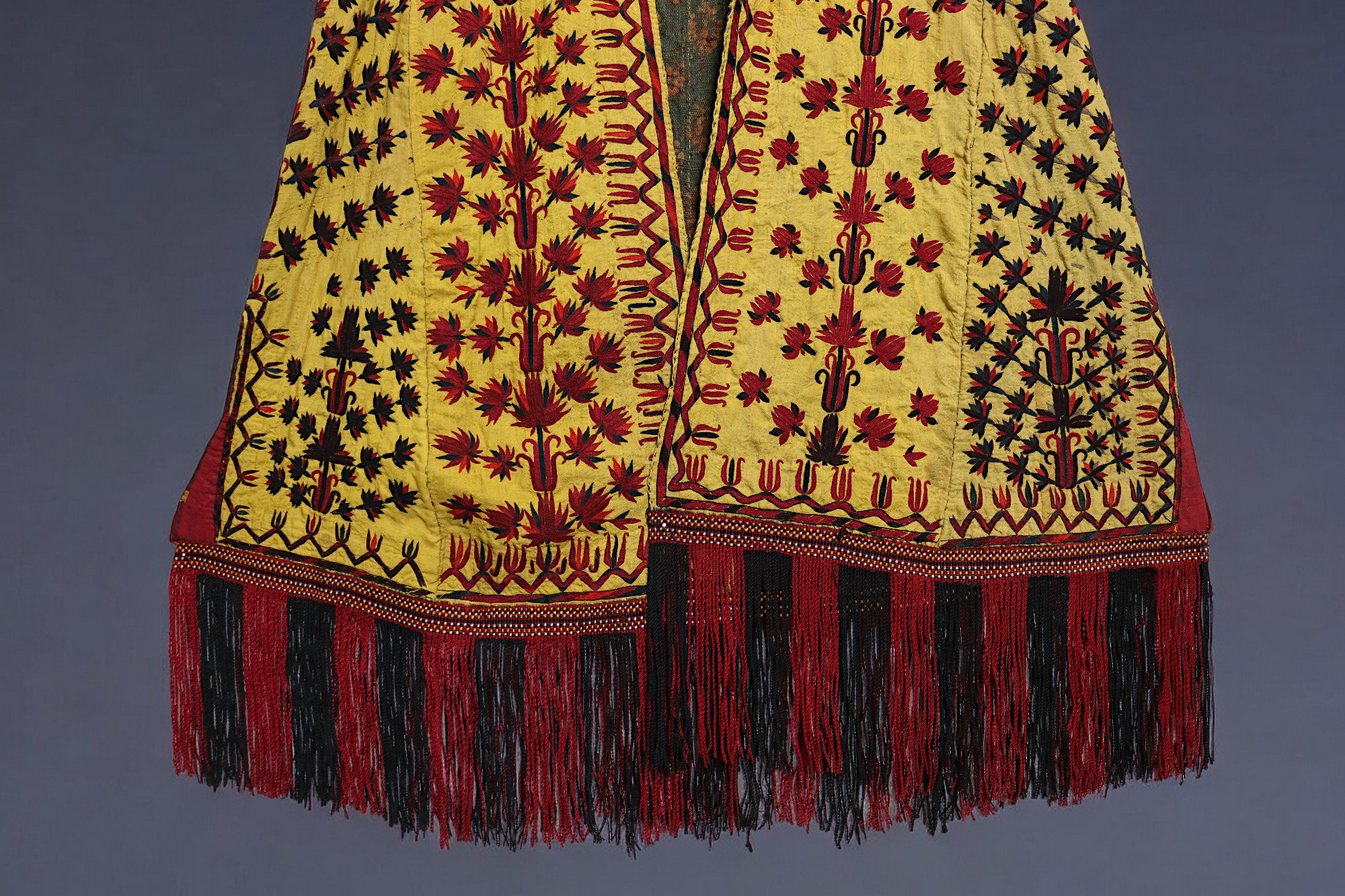 antique embroidered Woman’s Tekke Turkmen Mantle chyrpy robe Coat 19th Century yellow (B)