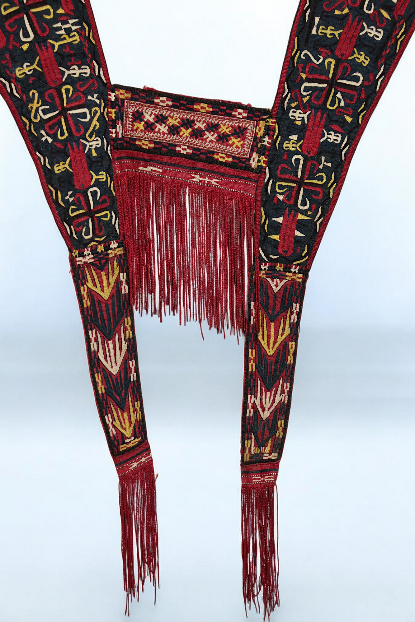 antik Orient Turkmenische Nomaden Chirpy Mantel khalat afghan uzbek kleid afghanistan hand bestickt kostüm Chapan Turkmen Tekke Chyrpy Schwarz 24A