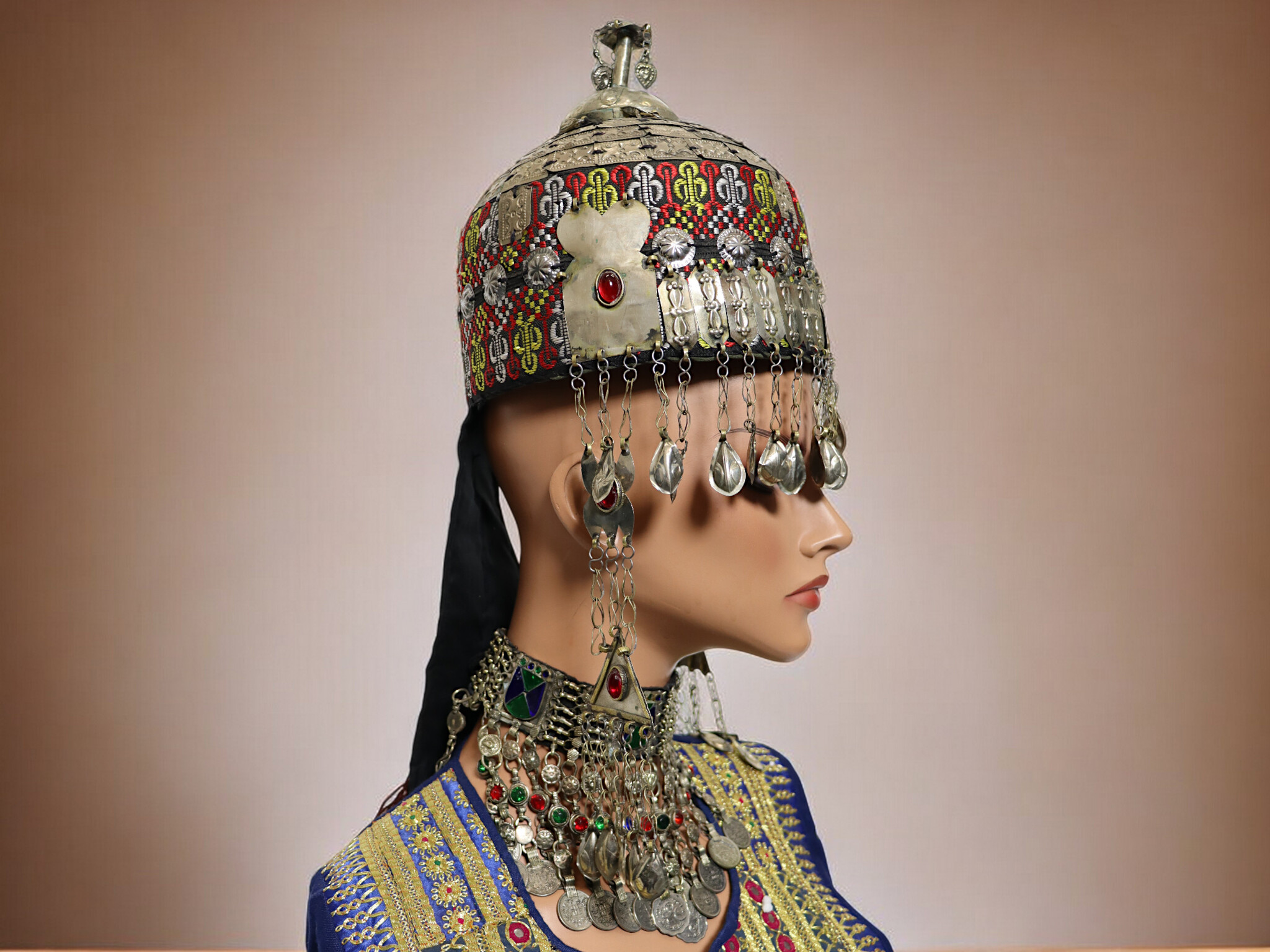 vintage Tribal Turkmen women,s wedding wedding headdress for bride Afghanistan Turkmeistan Uzbekistan hat 23A