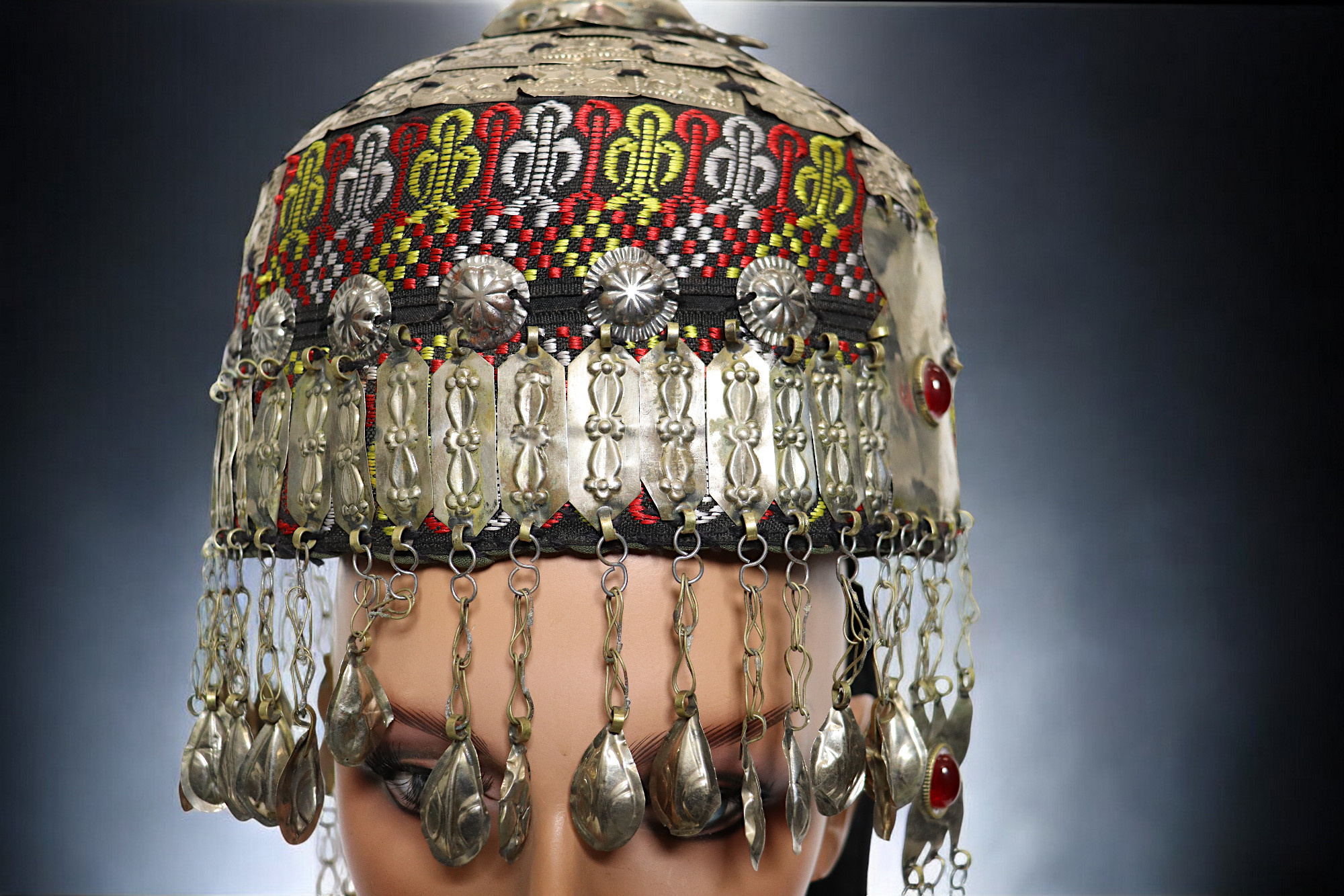Vintage Tribal Uzbek Frauen Hochzeit kopfschmuck kopfbdekung Turkmenisch Afghanistan Turkmenistan Uzbekistan 23A