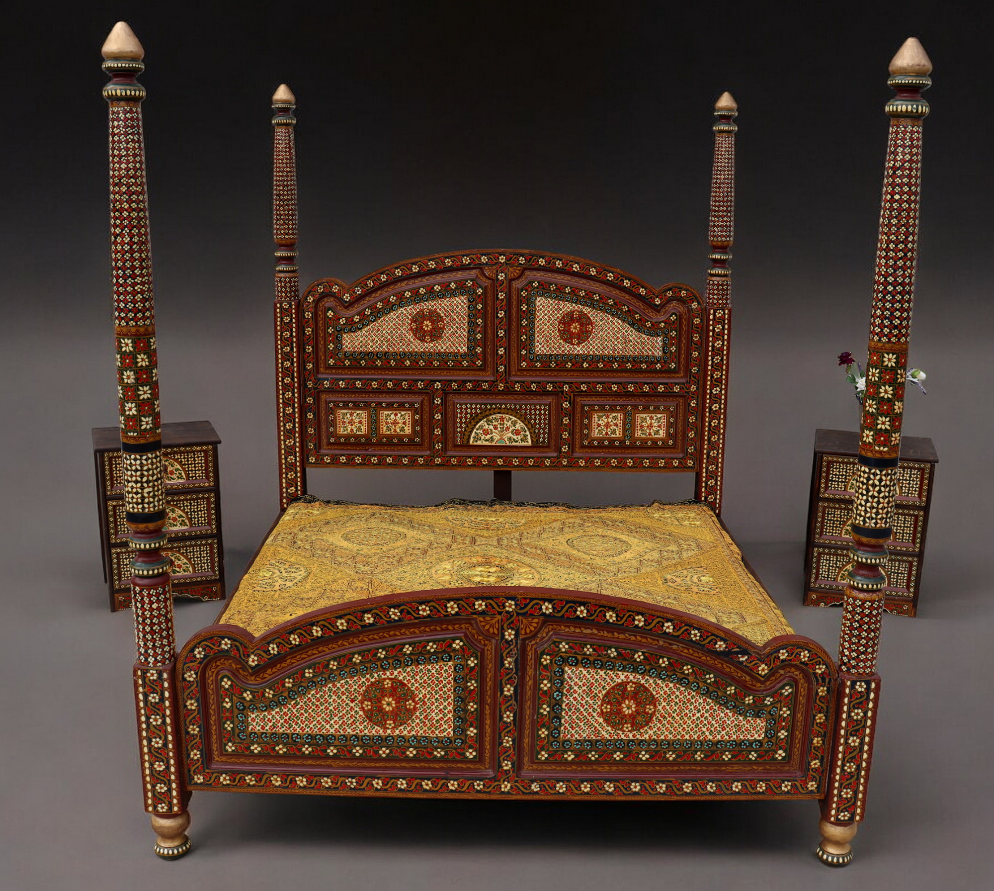 Massivholz handbemalte Himmelbett doppelbett MGL